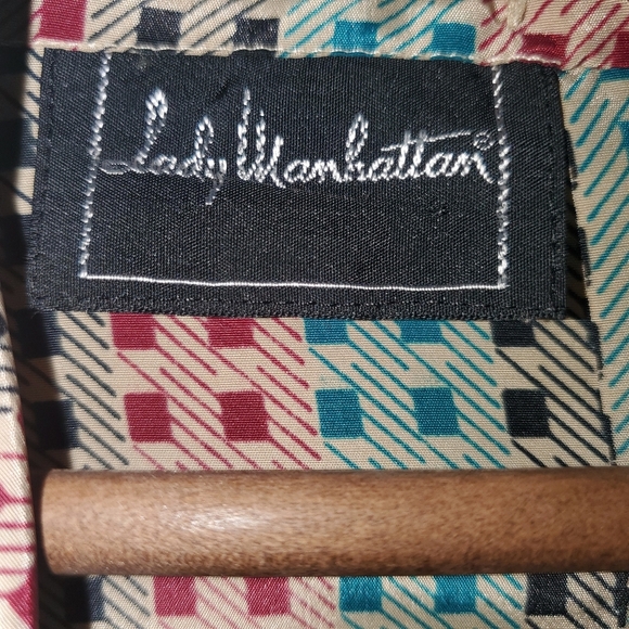 Vintage Lady Manhattan Blouse – Approximate Size L – Cream/Black/Berry/Teal - Picture 6 of 6